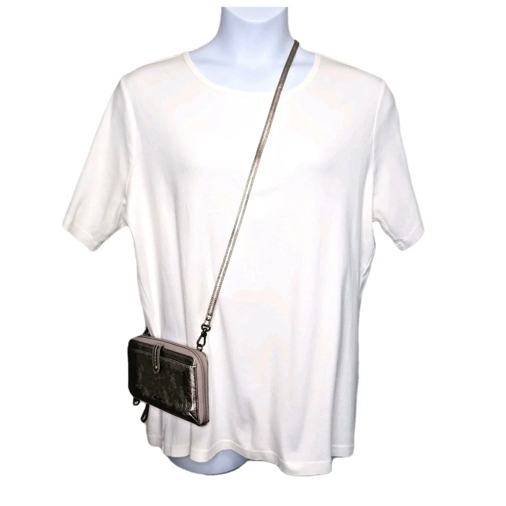 The Sak Iris Metallic Leather Crossbody Wallet Purse Wristlet Phone Holder